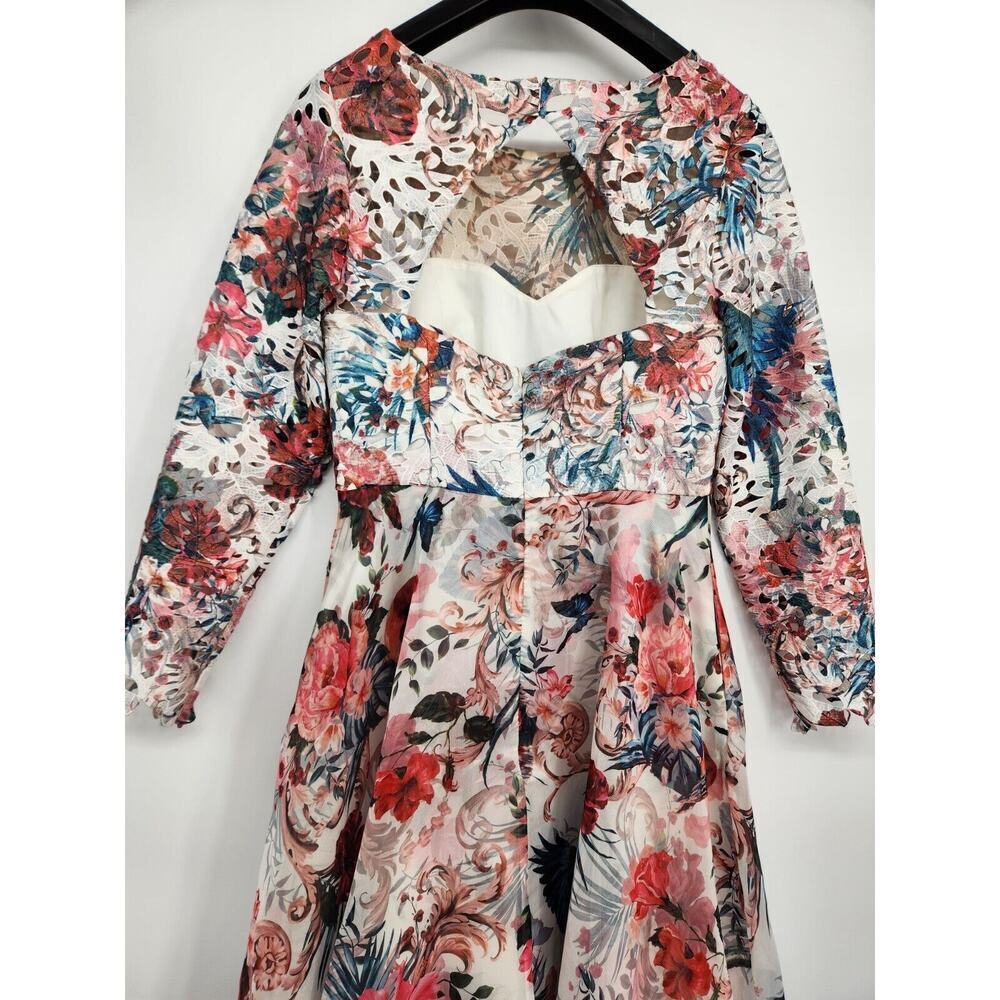 NWT Marchesa Notte Flared Floral Long-Sleeve Dress Size 8 #2N502 - Picture 6 of 14